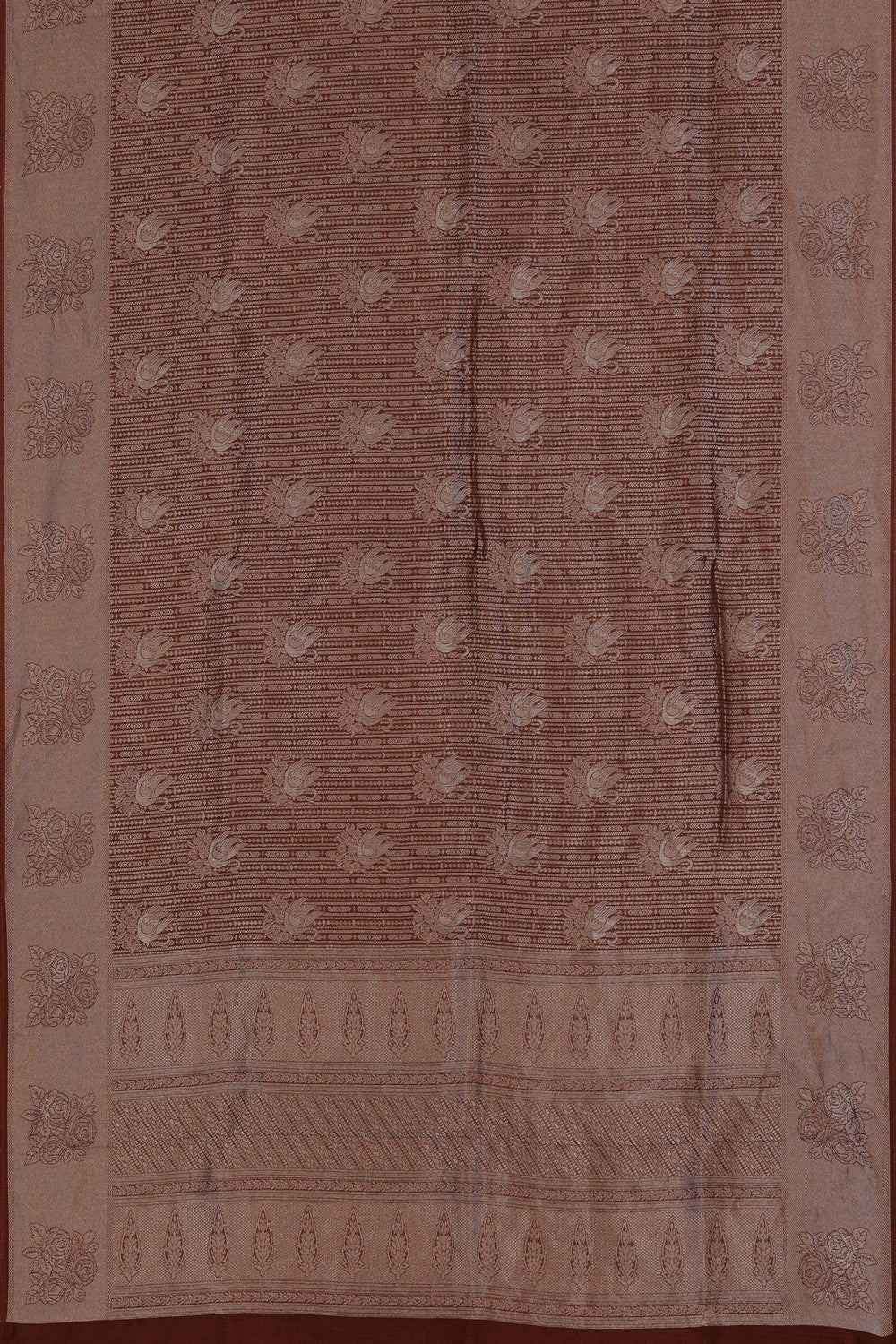 Image of Brown Shimmering Floral Saree